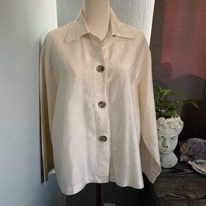 100% silk textured cream oversized boxy fit button down